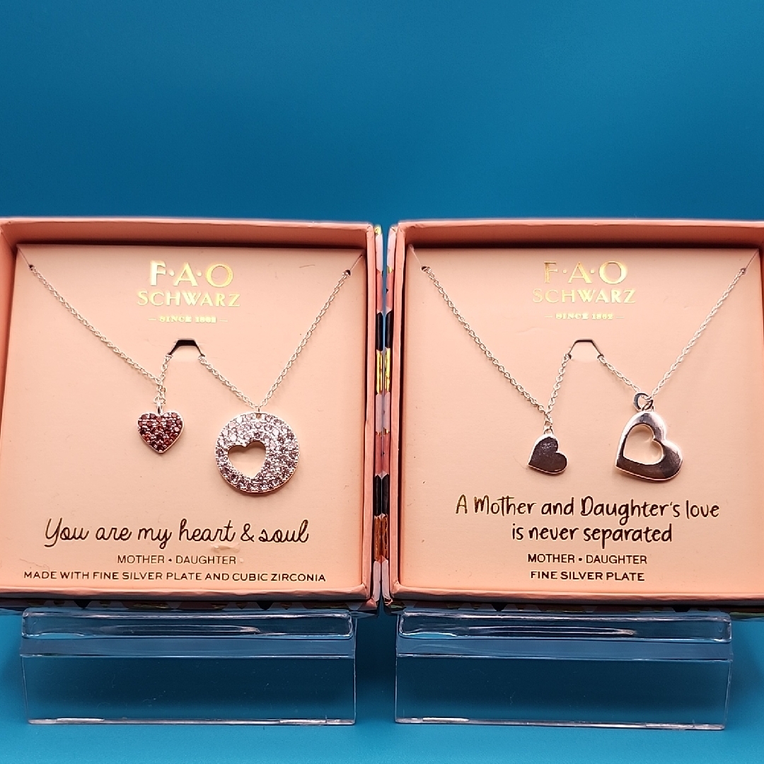Fao Schwarz Silver And Pink Heart Pendant Necklace